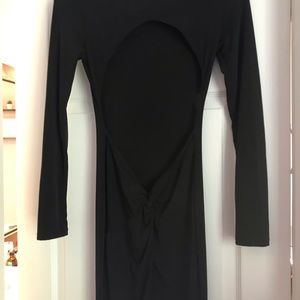 Sexy long black bodycon dress